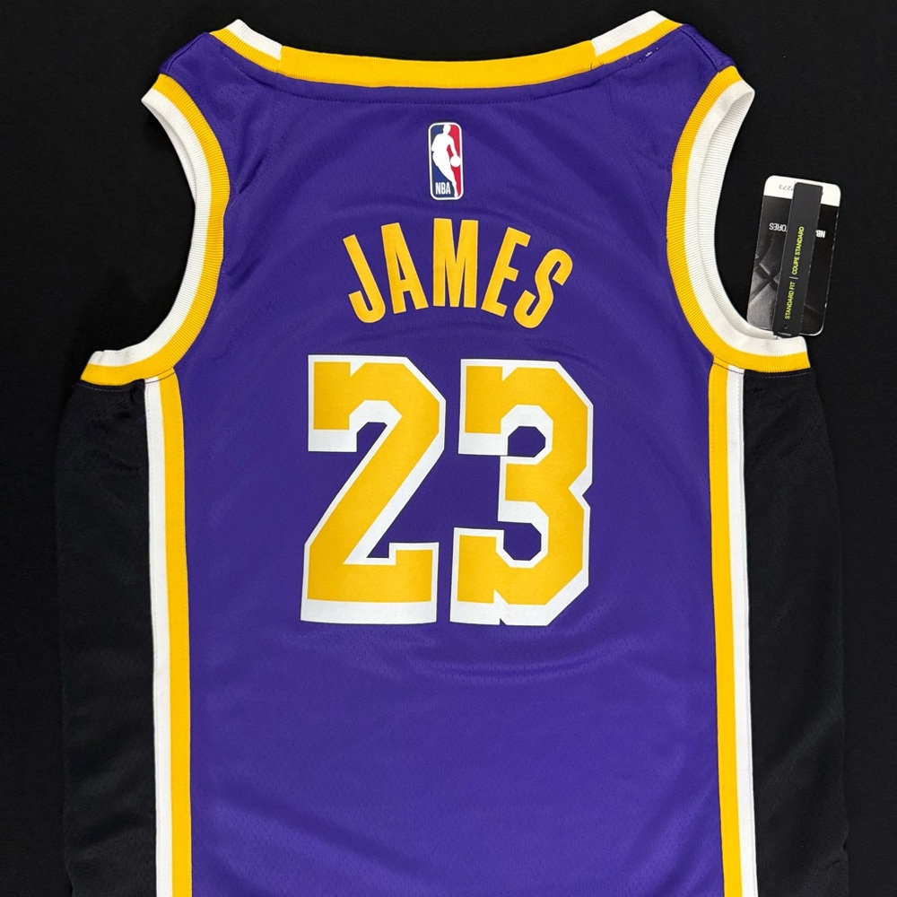 NWT Nike LeBron James Los Angeles Lakers #23 Purple Statement Swingman Jersey 40 - Picture 2 of 7